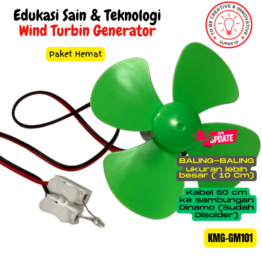 KMG-001 KIT DIY Merangkai Wind Turbine Turbin Angin Generator Listrik Praktek Sekolah PLTB Mini / ki