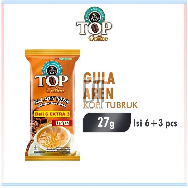 

Top Coffee Kopi Susu Gula Aren Tubruk 3 In 1 Pack 27 gr isi 6 + 3 pcs