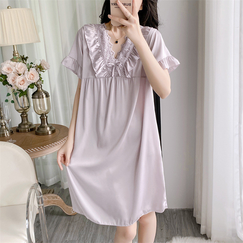 Rok Tidur Sutra Es Lengan Pendek Wanita Baru/baju tidur wanita sexy/lingering wanita/lingerieing wan