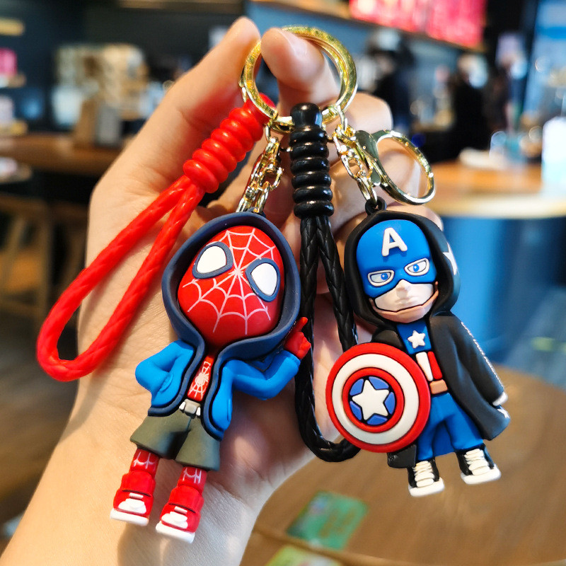Marvel Keychain Spider-Man Anime Pendant Decorative Character Avengers Iron Man Captain Keychain Dol