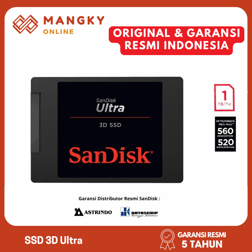 Sandisk SSD 3D Ultra 1TB 1 tb ori original garansi resmi Indonesia