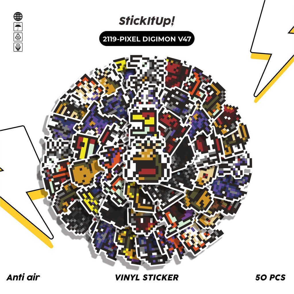 

COD✨ 50 Pcs Stiker PIXEL DIGIMON V47 Lucu Anti Air Untuk Dekorasi Notebook Sepeda Skateboard Handphone DIY