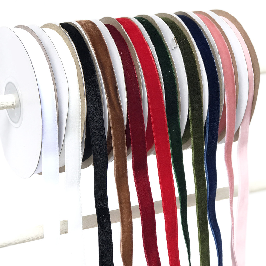 

1 Roll Pita Korea Velvet Beludru 1 Cm Panjang 9 Meter Bludru Korean Ribbon Florist Accessories Fst