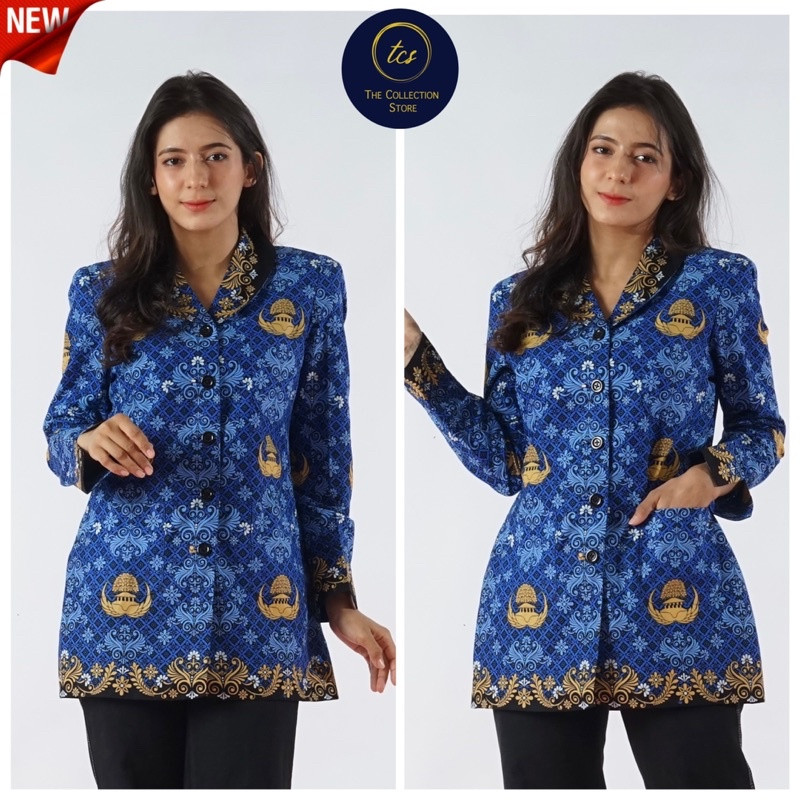 Batik Korpri Wanita Terbaru Kerah Hitam Lapis Furing / Baju Korpri Terbaru Wanita  / Seragam Korpri 