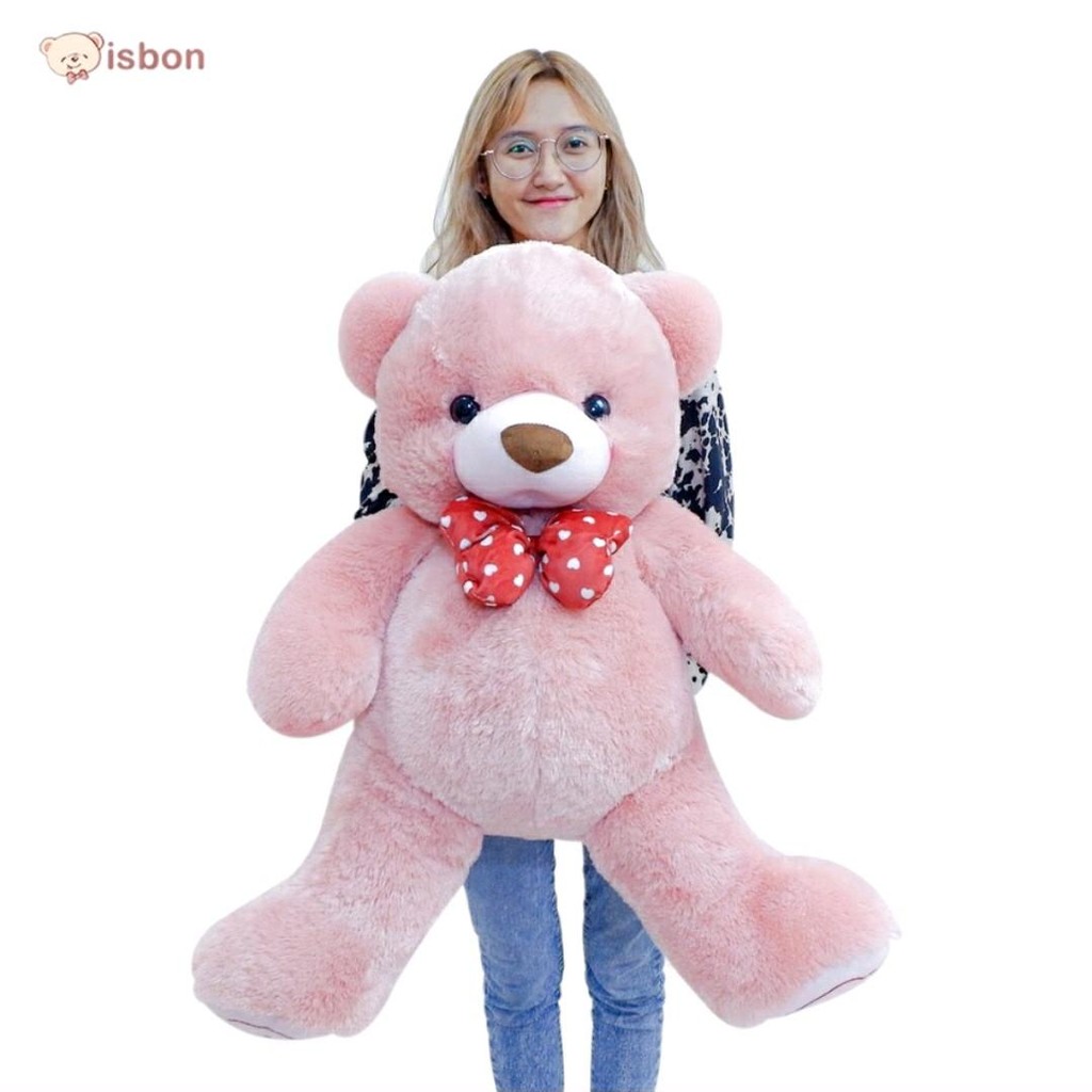 HAPPY BEAR W/PITA DUSTY PINK | BONEKA BERUANG JUMBO HAPPY BEAR WARNA DUSTY PINK | SIZE 60CM | BONEKA
