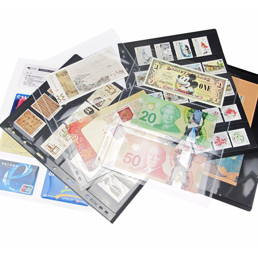 

MINGT/PCCB 10Pcs Loose-leaf, 9-hole Inner pages, coin, specie,banknote, paper money, postcard, phonecard, stamp collection album