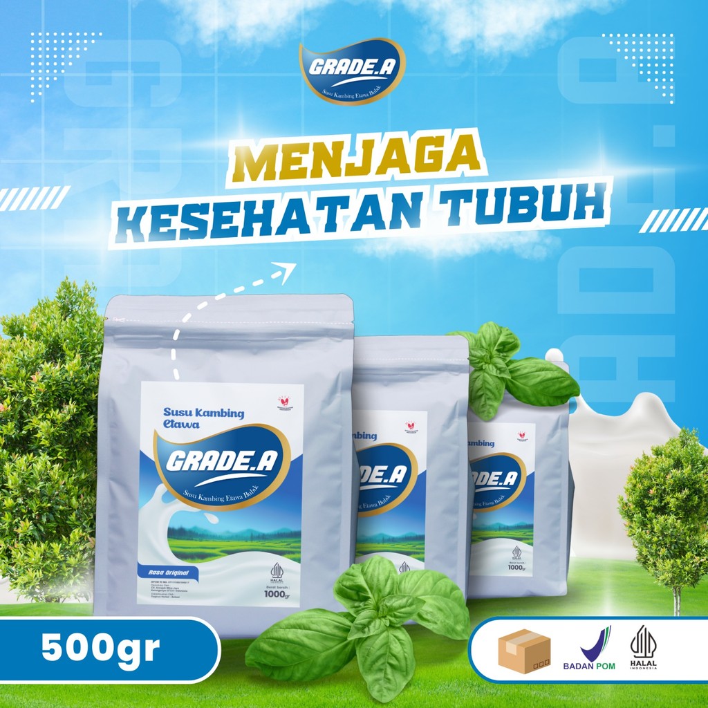 

GRADE A SUSU KAMBING BUBUK DENGAN 7 VARIAN RASA KEMASAN 500 GRAM