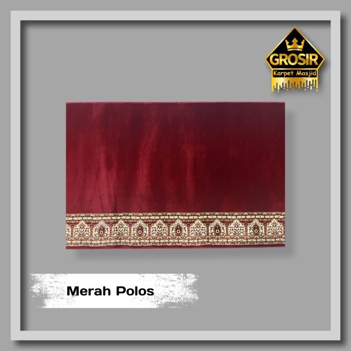 ✨TERLARIS - Karpet Masjid Al Maqbul Tebal 15mm Meteran / Karpet Sajadah - Merah Polos