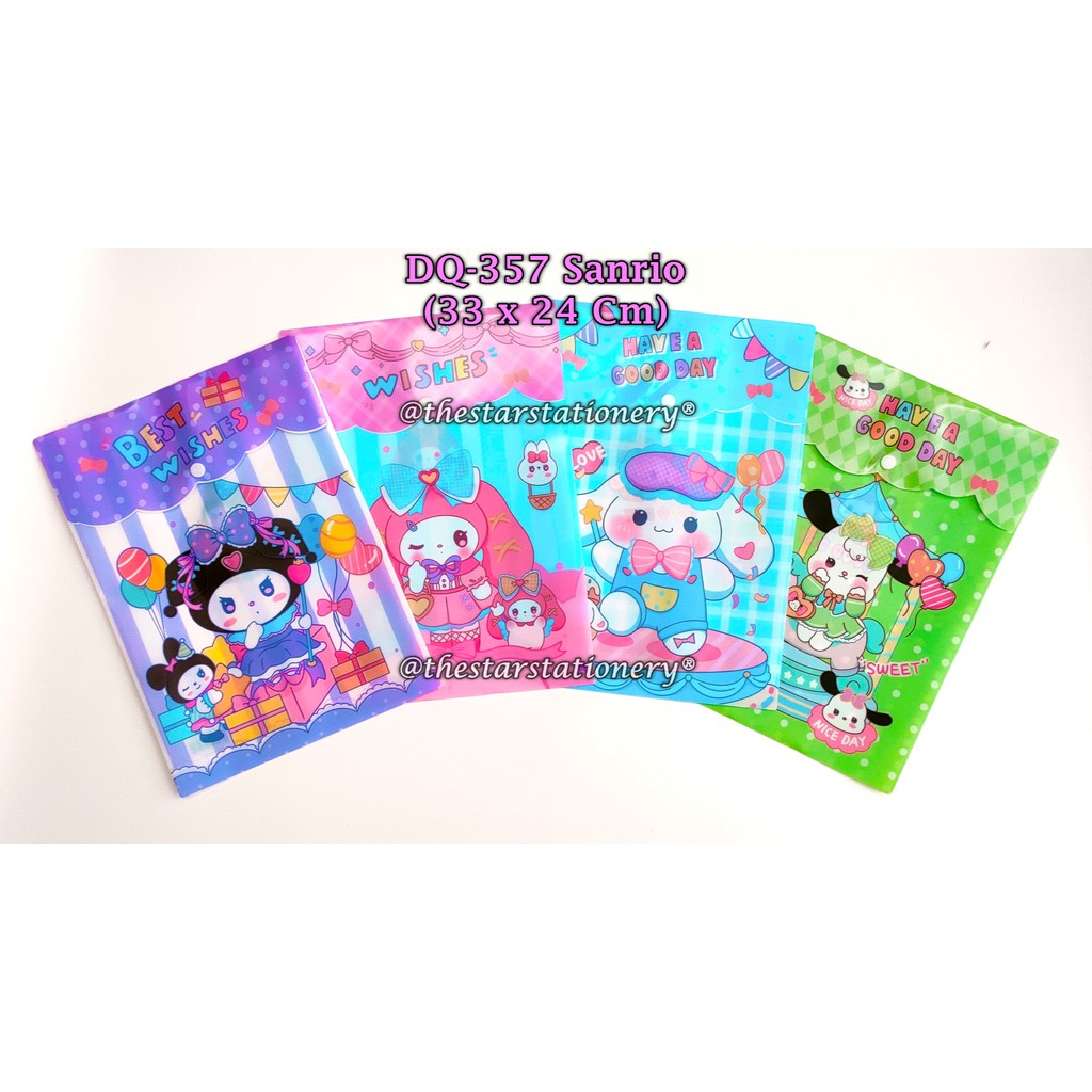 

(1 Biji) Map Kancing Sanrio F4 24*33 Cm / Document Bag Sanrio / Map Kancing GXIMP DQ-357 Kancing 1