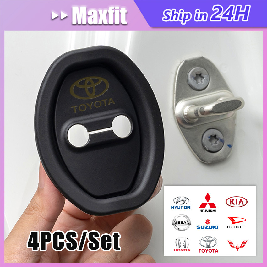 4Pcs Car Door Lock Cover Protective Buckle Cove Universal Karet Bantalan Peredam Pelindung Kunci Pin