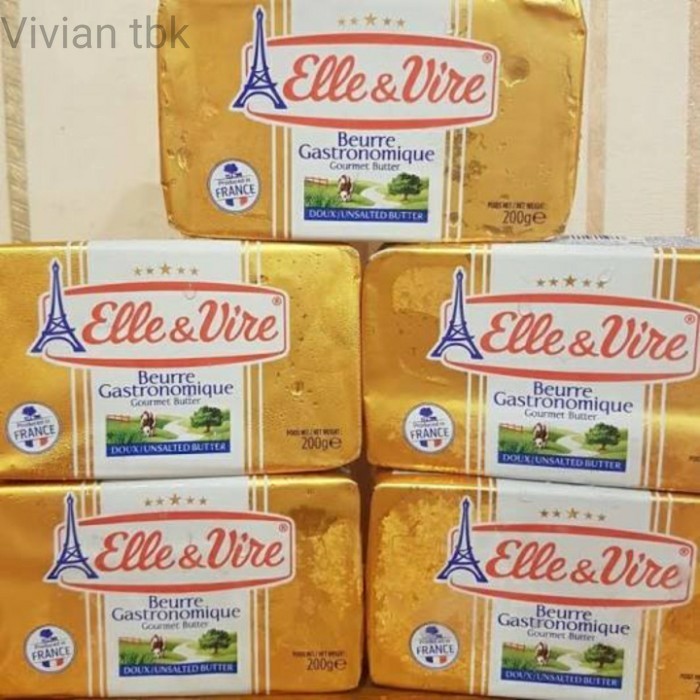 

vv Butter Unsalted 200 gr / 200gr Elle & Vire | Mentega Tawar - DUS