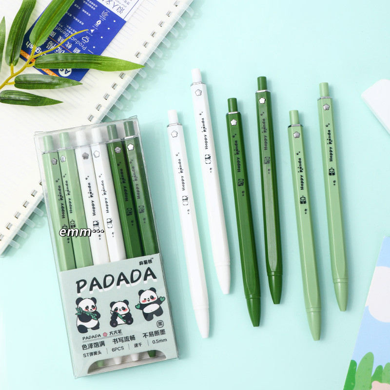 

TERMURAH! PULPEN GEL MEKANIK 1 SET ISI 6 PCS MOTIF PANDA KAWAII CUTE ATK