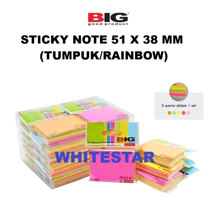 

sticky note big 51 x 38 mm - tumpuk / rainbow memo notes
