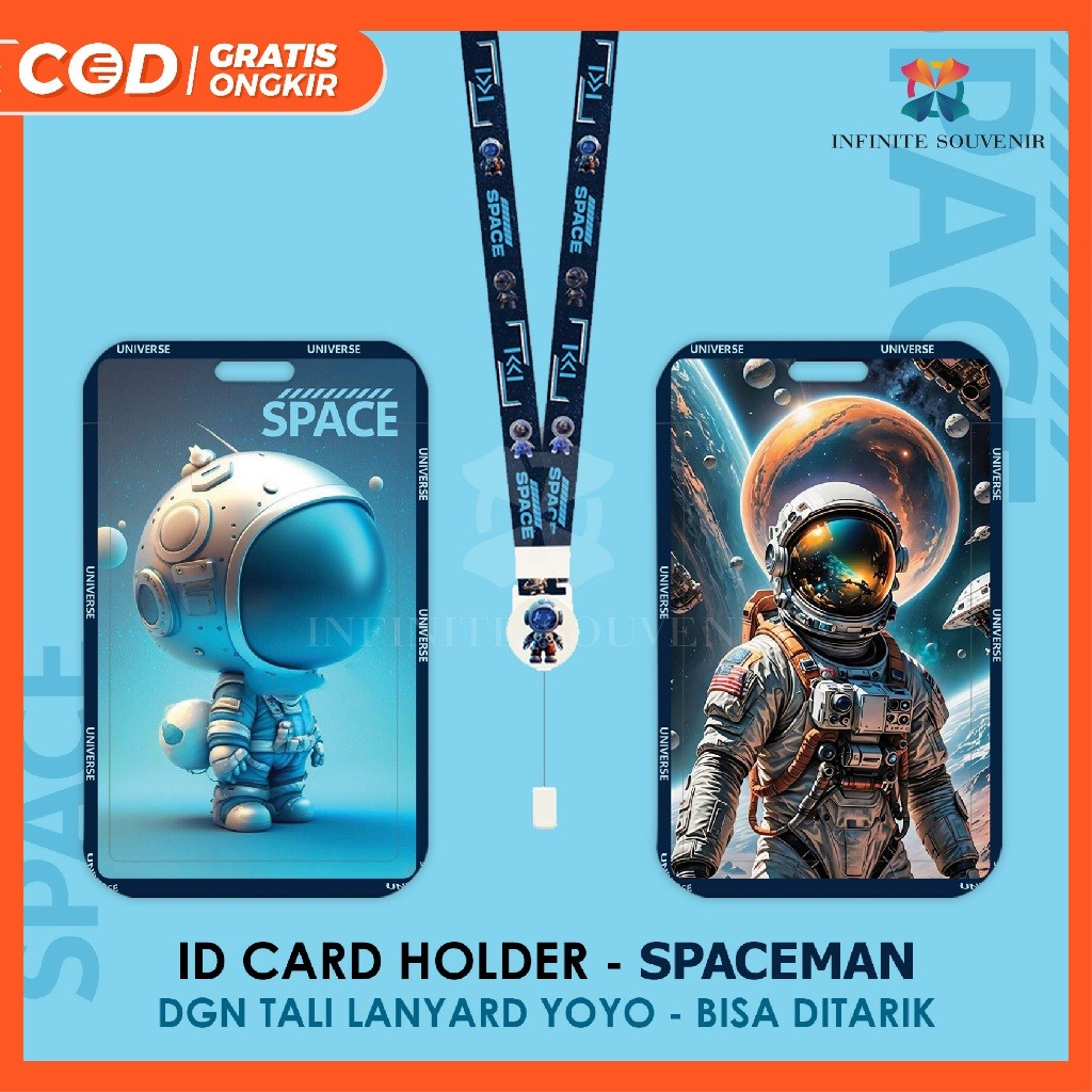 

(N017) ID Card Holder Tali Yoyo Human Space/ Nametag Yoyo Astronaut / Space Human / Card Holder Yoyo / Cat / Card Holder Tali Bisa Ditarik