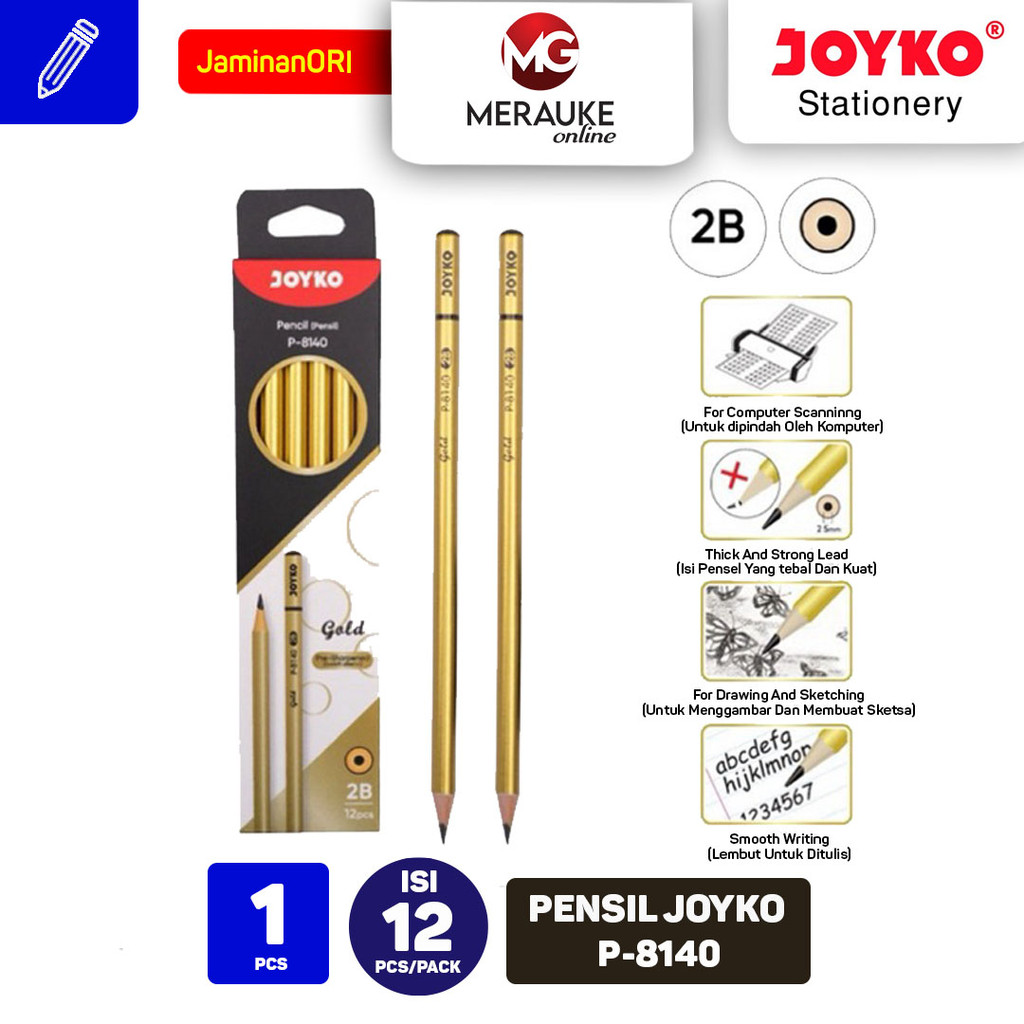 

Pensil Joyko P-8140 Gold dan P-8141 Silver 2B 1 BOX isi 12 PCS