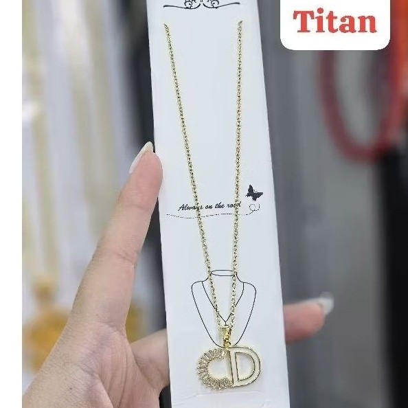 kalung rantai titanium motif CD fashion wanita