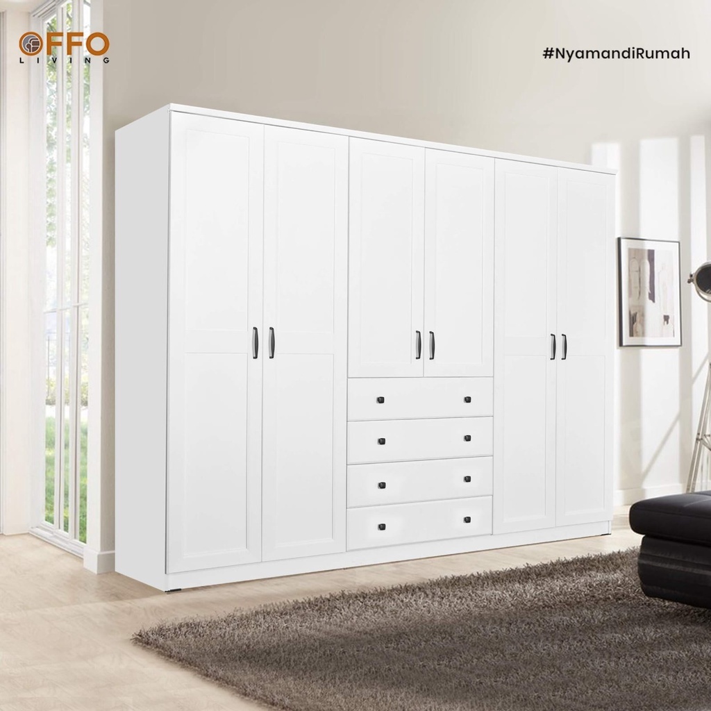 promo Offo Living - Lemari Pakaian Lemari Baju Putih - Lavender 7