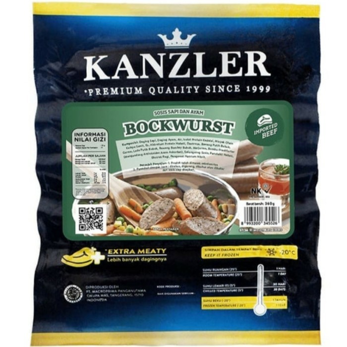 

KANZLER BOCKWURST SOSIS SAPI & AYAM 360g (isi 5pcs)