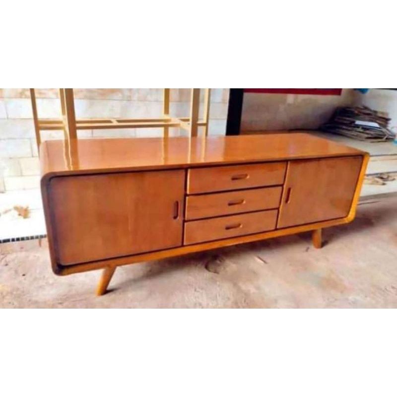 Buffet bufet bifet tv meja kayu jati minimalis antik jepara mebel laci 3 murah termurah terbaru anti