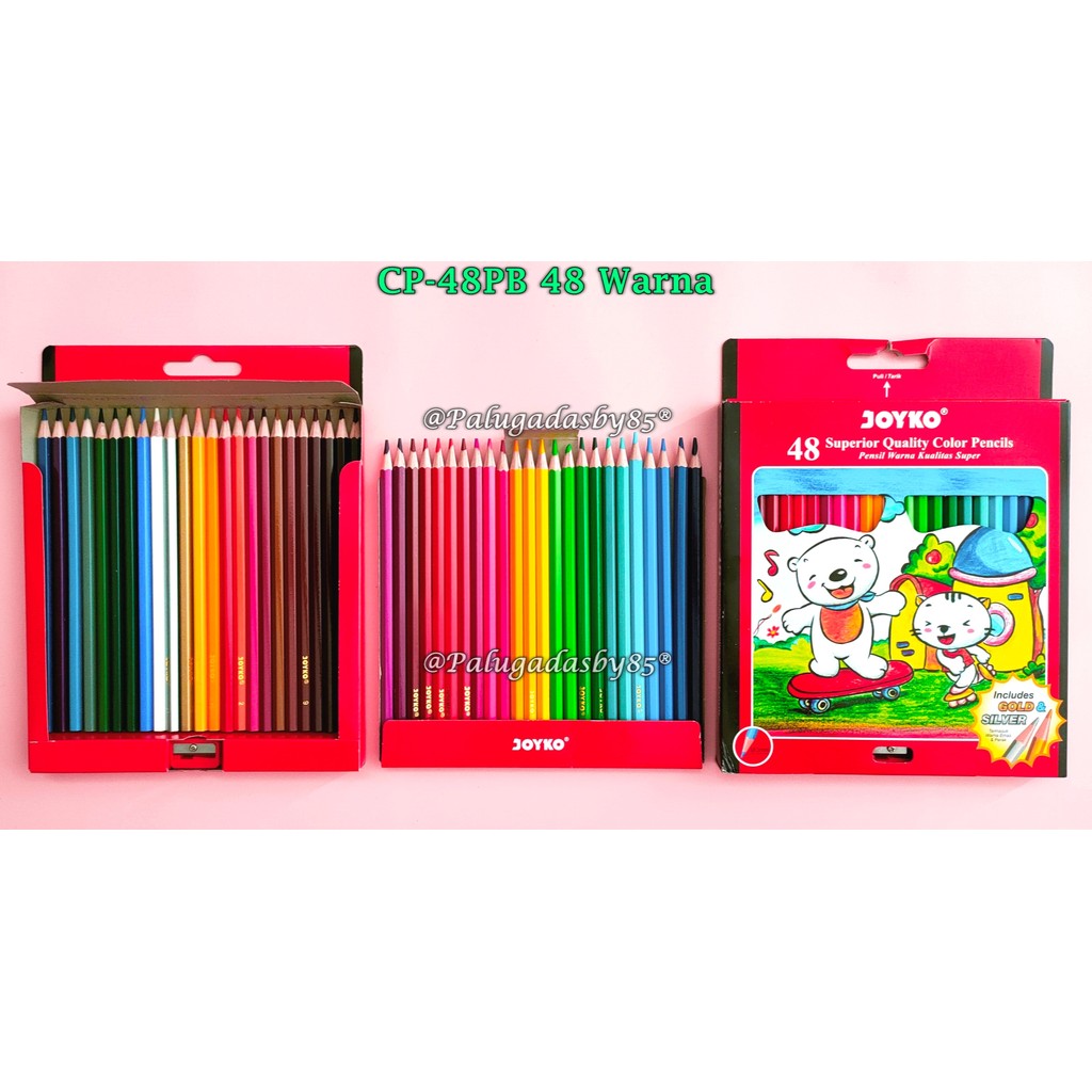 

(1 Set Isi 48 Warna) GROSIR Pensil Warna JOYKO CP-48PB 48W Panjang / Color Pencils Hexagonal Grip PB