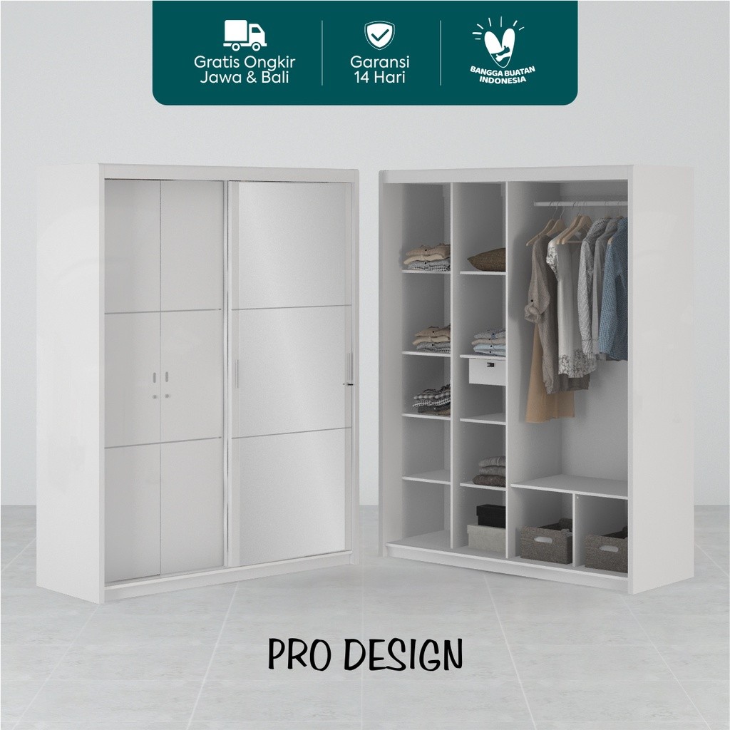 PUNCAK SHOPE Pro Design Texas Lemari Pakaian Sliding Kombinasi Pintu Biasa