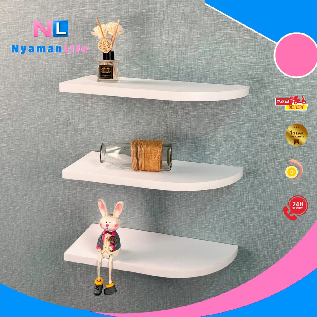 NyamanLife - Rak Siku Dinding Kamar Mandi Untuk Menyimpan Sabun Sampo Parfum Desain Rak Sudut Minima