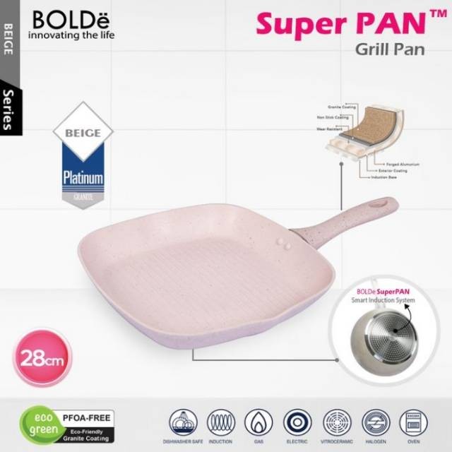 BOLDE Grill Pan Granite Beige Series 28 cm / Grill Pan Bolde