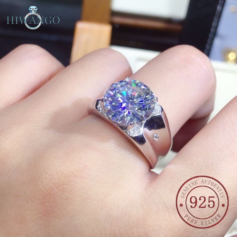 HIWANGO 5 Karat Zircon PT950 Platinum Cincin Terbuka Untuk Wanita