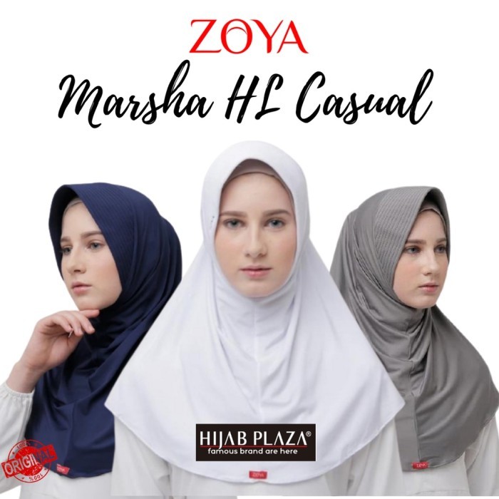 Hijab Instan Bergo Sekolah ZOYA Marsha HL Hitam Putih Cokpi Navy Abu K