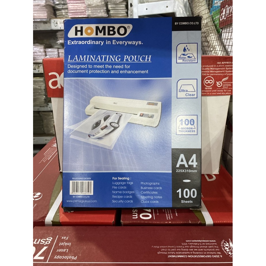 

Plastik Laminating Hombo Folio A4 1 Pak 100 Lembar 225x310 100 Micron
