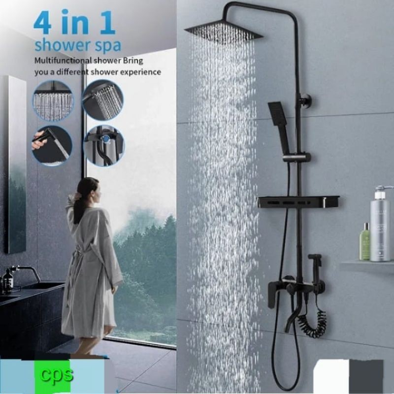 Shower Tiang Set Panas Dingin Black/Shower Column/Hand Shower Tiang Panas Ding
