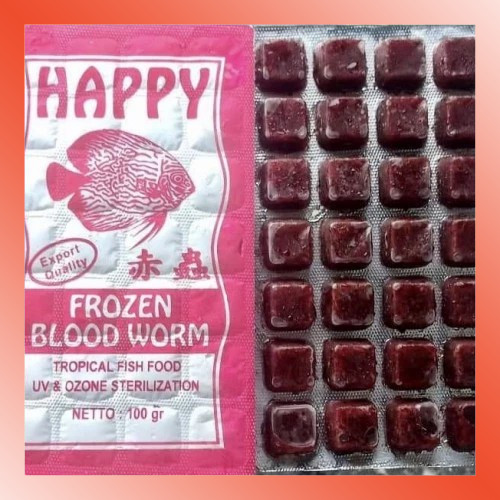 LAMMORO > FH52 Cacing Beku Kapsul Bloodworm Frozen Cacing Darah Trey Kotak Makanan Cupang Ikan Hias 