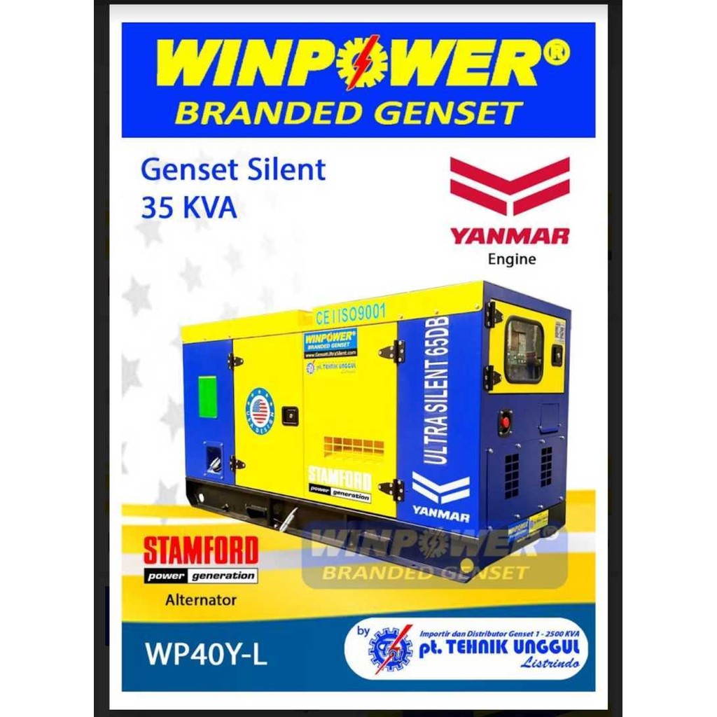 genset silent 35 kva yanmar alternator stamford