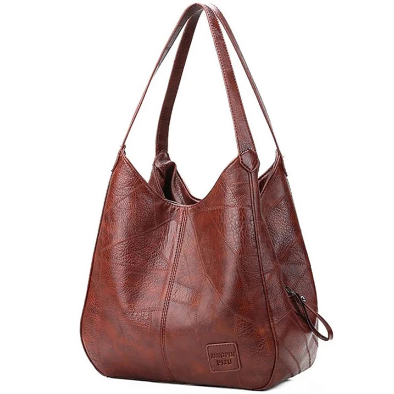 

Vintage Large Capacity Shoulder Bags for Women Retro PU Leather Handbag Totes Solid Color Fashion Hand Bag Pack
