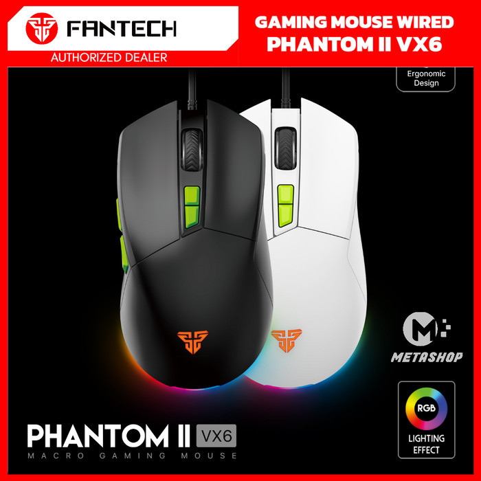 FANTECH PHANTOM II VX6 Gaming Mouse Wired Macro 7D Kabel