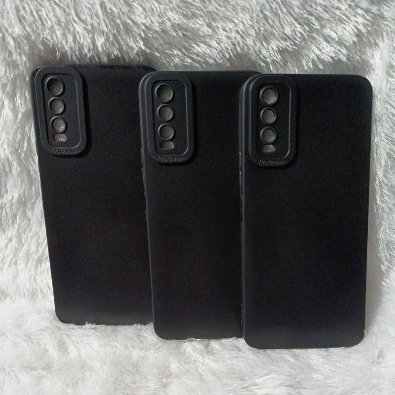 SoftCase Pro Camera Black Hitam Vivo Y20 Y20i Y12S Y12A Silicone Case Macaron Pelindung Cover Belaka
