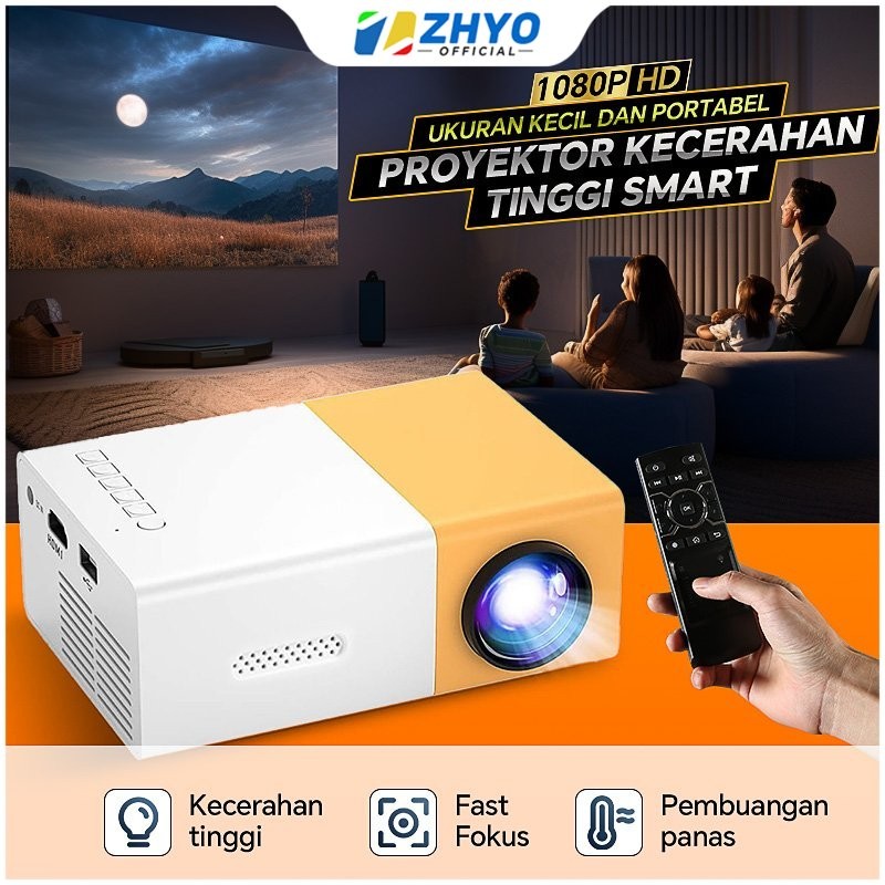 [Garansi 1 Tahun] Proyektor YG300 Mini Projector Portable LED Mini Projector hp Mini Home Theater HD