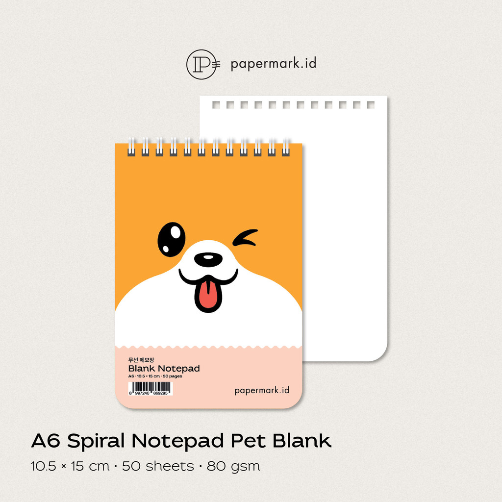 

PAPERMARK A6 Pet Series Blank Spiral Notepad | Buku Catatan Kecil