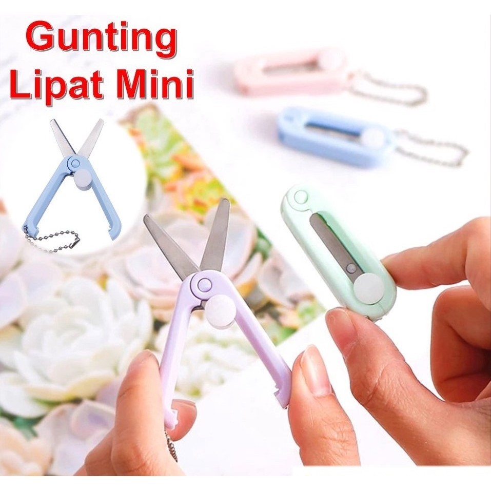 

Gunting Lipat mini Portable tarik Stainless Steel Retractable Mini Folding Scissors Pemotong Kertas Paper Cutter Lucu