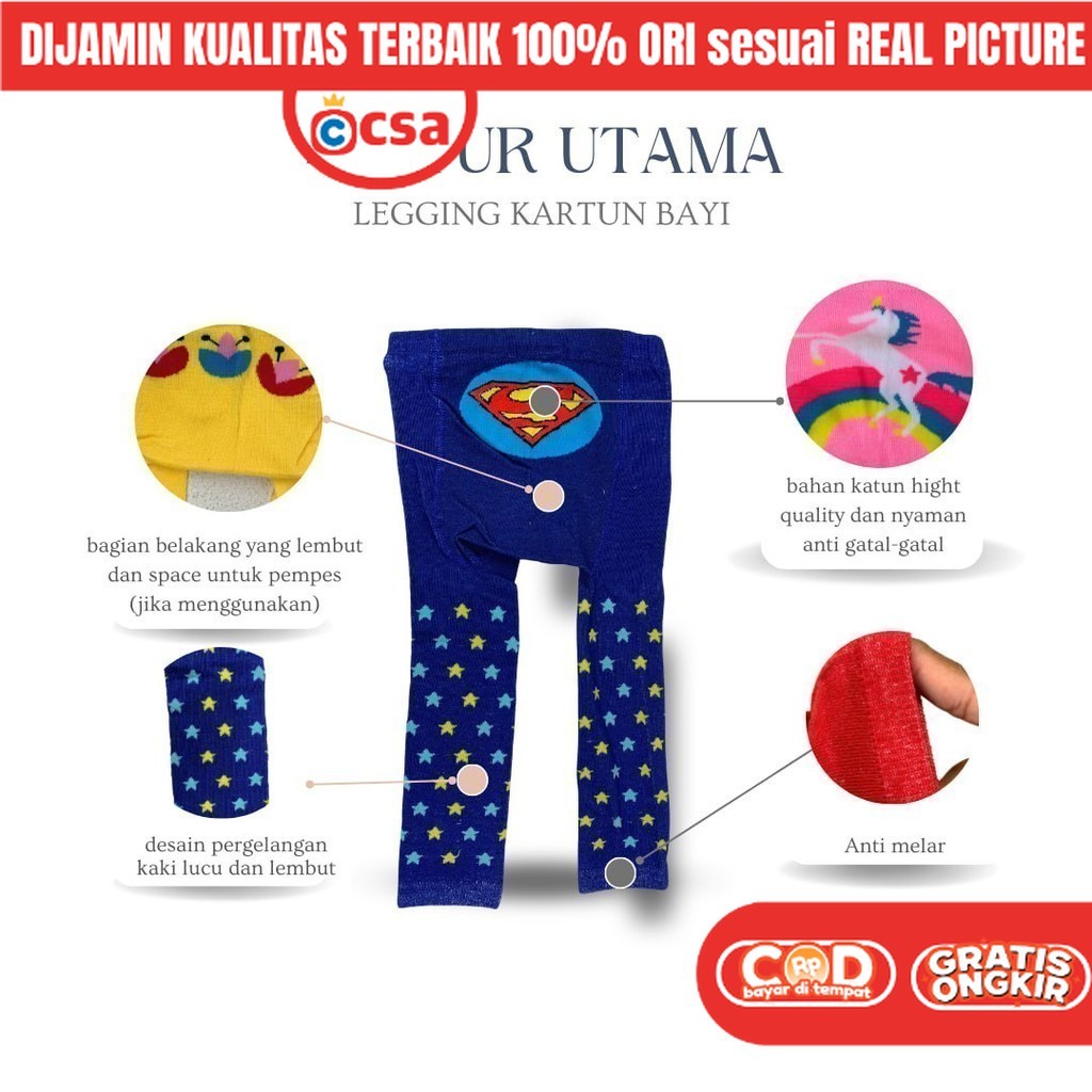 Celana Legging Kaos Stocking  Anak Bayi Perempuan Laki Laki Tutup Buka Kaki  0 6 12 Bulan Import