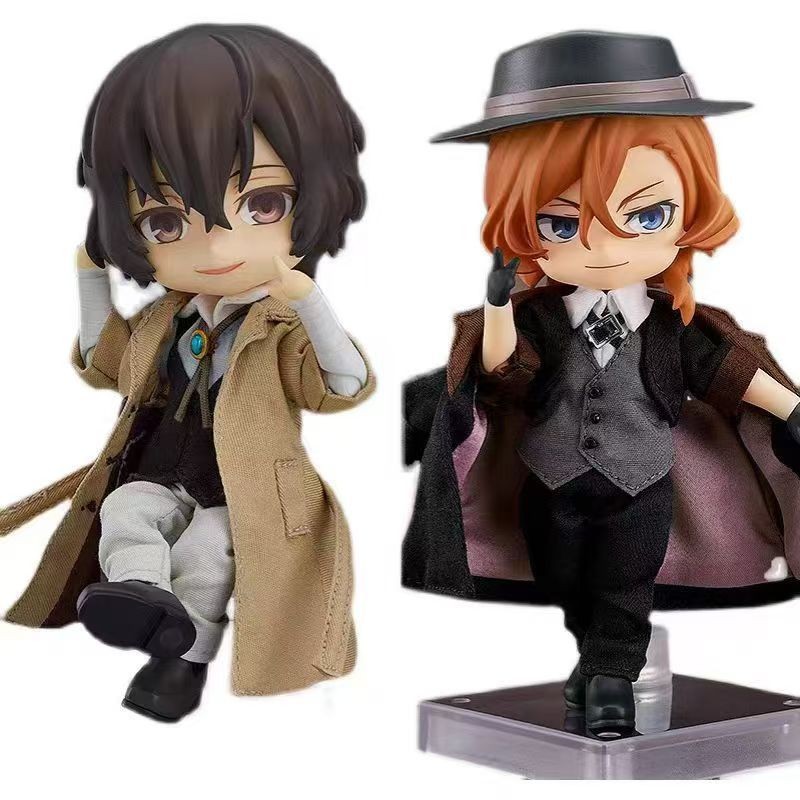Q Version Nendoroid,Bungo Stray Dogs Anime Character Model, Nakahara Chuuya, Real Clothes Action Fig