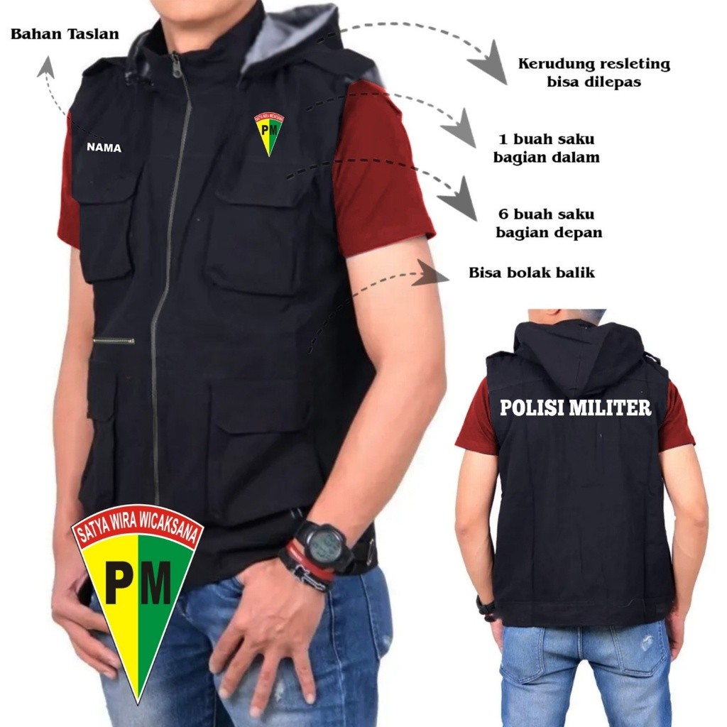 FREEE NAMAA  JAKET ROMPI KANTONG POLISI MILITER / JAKET ROMPI KEREN CUSTOM SABLON POLISI MILITER / J