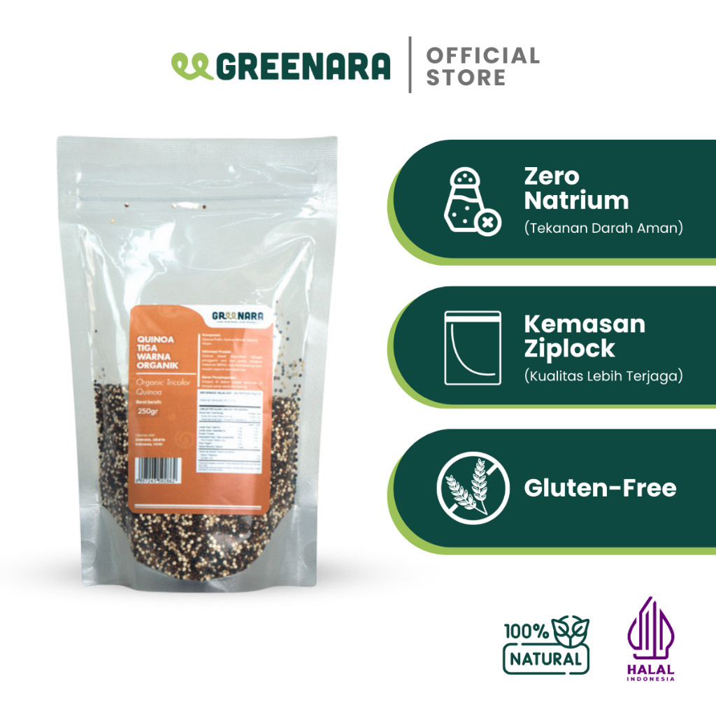 

New Greenara - Quinoa Putih, Hitam Merah 250gr / Tri Color Quinoa Terlaris