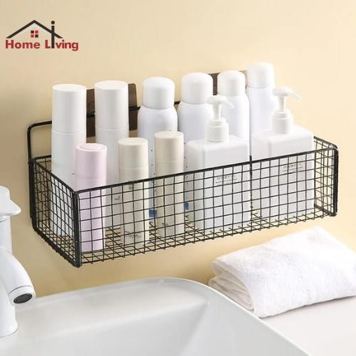 kz HL Rak Gantung Kamar Mandi Rak Keranjang Jaring Besi Tempel Dinding Serba Guna