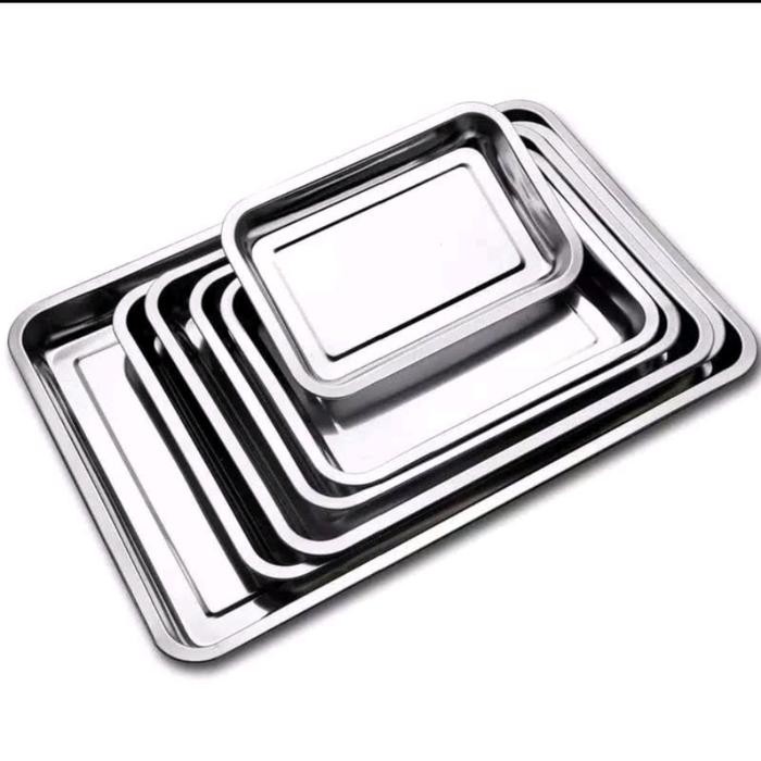 COD nampan tirisan minyak gorengan stainless / peniris persegi coolingtray - nampan saja, 27cm x 20c
