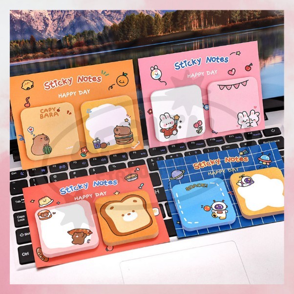 

AS PROMO Sticky Notes Lovely Mix Set Colorful Memo Pad 2 Baris Tempel Lucu Estetik Karakter S-SN024