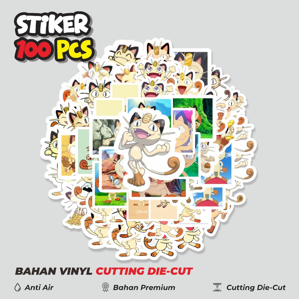 

Terbaru! 50 pcs Stiker Kartun Pokemon Meowth Dekorasi Lucu Kreatif untuk Notebook, Skateboard, HP
