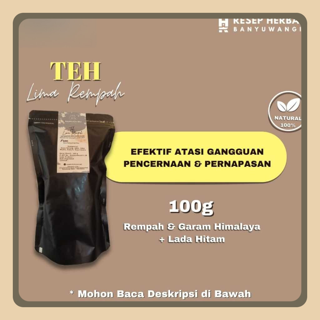 

TEH LIMA REMPAH “ RAMUAN IBU” JAHE, KUNYIT, KAYU MANIS, SECANG, DAN ADAS MANIS