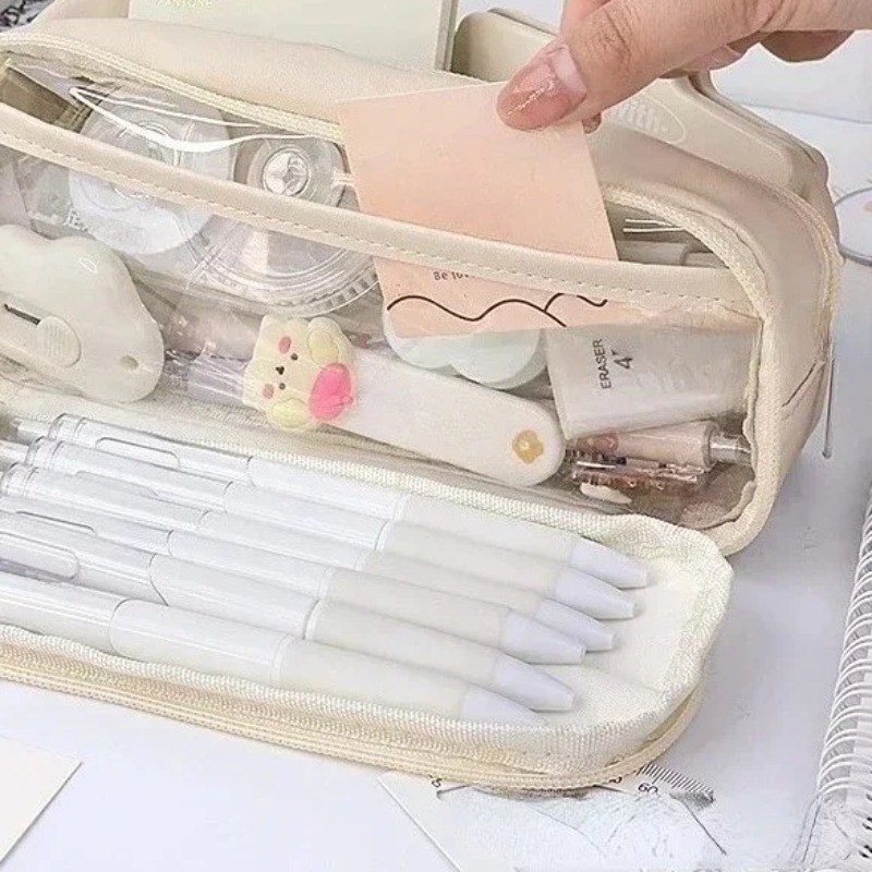 

Large Capacity Cute Pencil Case School Office Teens Desk Organizer Durable Zipper Bag Storage Gift Stationery Essentials