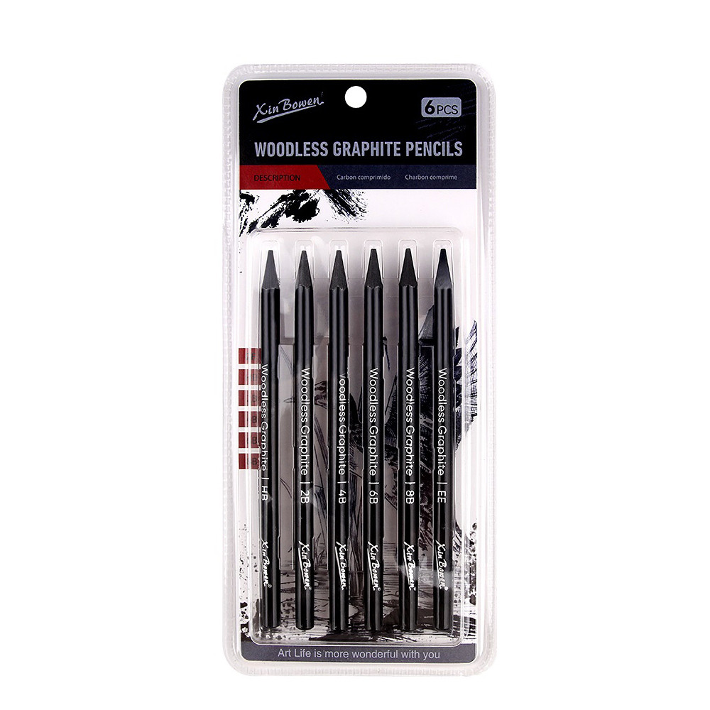 

6pcs Woodless Graphite Pencils Set HB 2B 4B 6B 8B EE Sketch Drawing Black Charcoal Pencils Art Supplies for Artists Students